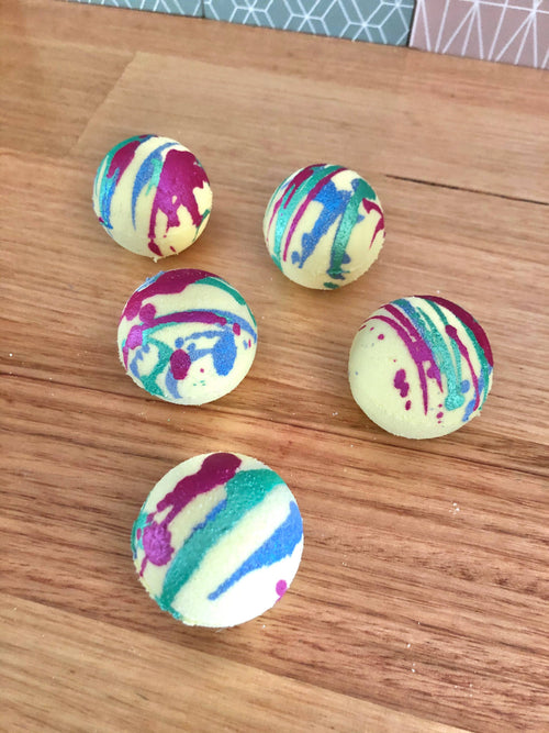 Handmade Mini Goat Milk Bath Bombs: Monkey Farts (Yellow)