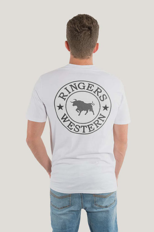 Signature Bull Mens Loose T-Shirt - White / Black