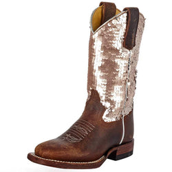 Macie Bean Kids’ Distressed Bison & Sparkle Magic Boot
