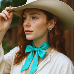 Turquoise Western Skinny Mini Wild Rag Scarf / Cowgirl Necktie #TW301