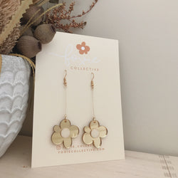 Moon Flower Dangle Earrings | Gold + Cream