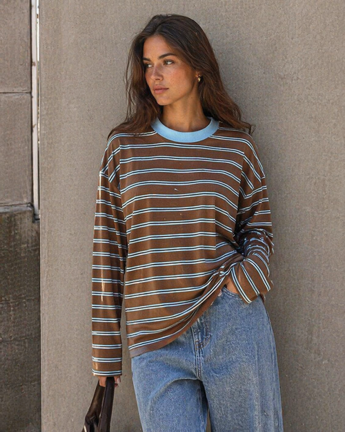 By Frankie Chocolate/Blue Stripe Long Sleeve