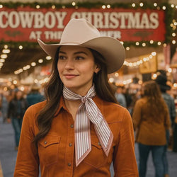 Cream and Brown Western Skinny Mini Wild Rag Scarf / Cowgirl Necktie #TW101