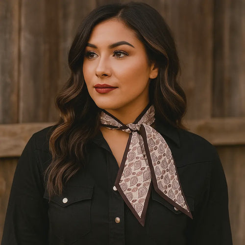 Black and Brown Western Skinny Mini Wild Rag Scarf / Cowgirl Necktie #TW119