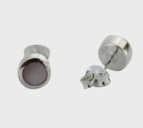 Sterling Silver & 5mm Pink Mother of Pearl Studs