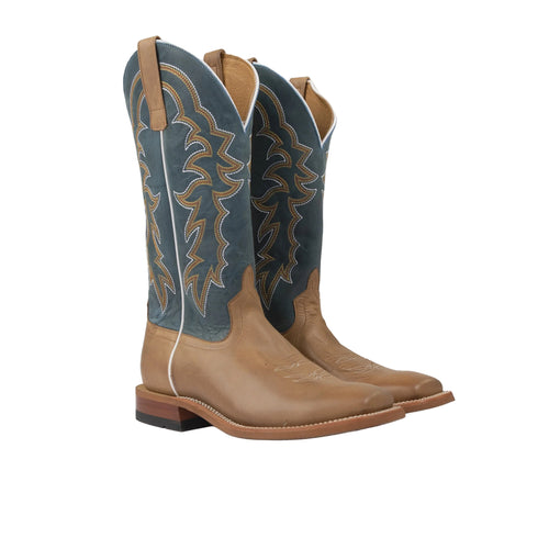 Horse Power Pecan Barking Iron & Sugared Blue Jeans Western Boot