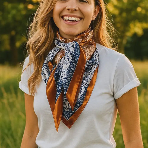 35X35" Rust & Navy Paisley Wild Rag/Scarf WR3299