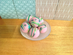 Handmade Mini Goat Milk Bath Bombs: Watermelon Sugar (Pink / Red with green stripes)