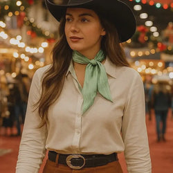 Tan and Brown Western Skinny Mini Wild Rag Scarf / Cowgirl Necktie #TW118