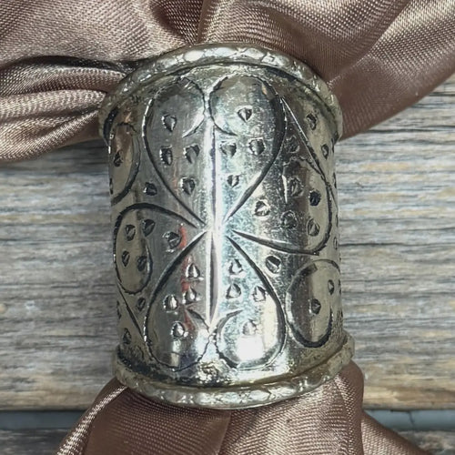 Silver Engraved Floral Wild Rag Slide #PS102
