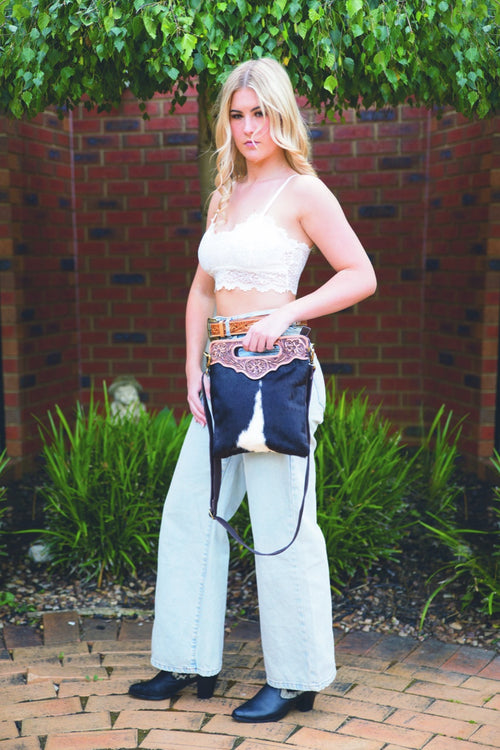 Tooling Leather Sling Cowhide Bag – Cali - No Fringe