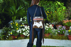 Hand Painted Tooling Leather Medium Sling Cowhide Bag With Fringes – Clarence