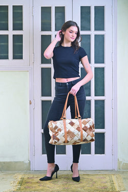 Patchwork Cowhide Travel Bag