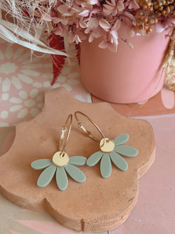 Jumbo Daisy Hoop Earrings | Sage + Gold