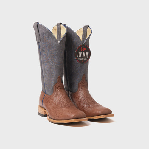 Horse Power Rum Brown Smooth Ostrich Blue Jean Western Boot