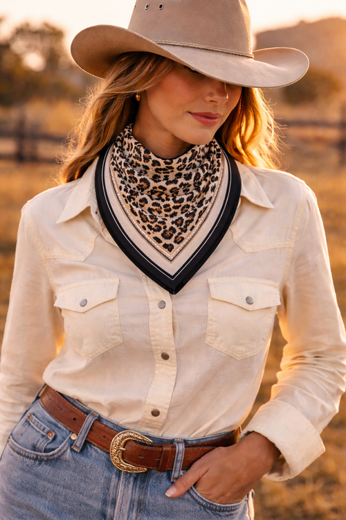 Midnight Leopard Silk Neck Scarf