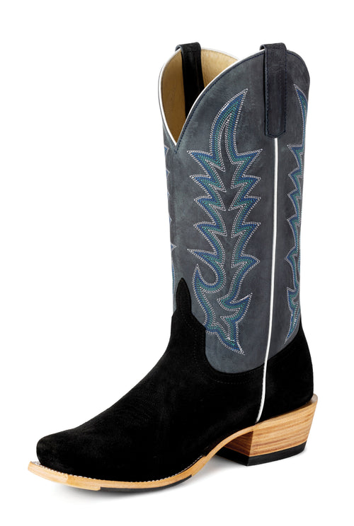 Horse Power Top Hand Boot — Black Suede / Blue Goat