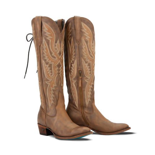 Monica Knee High Corset Boot Oiled Saddle