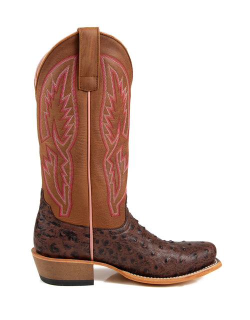 “In My Quills” Macie Bean Antique Brown Ranch Ostrich Print Boot