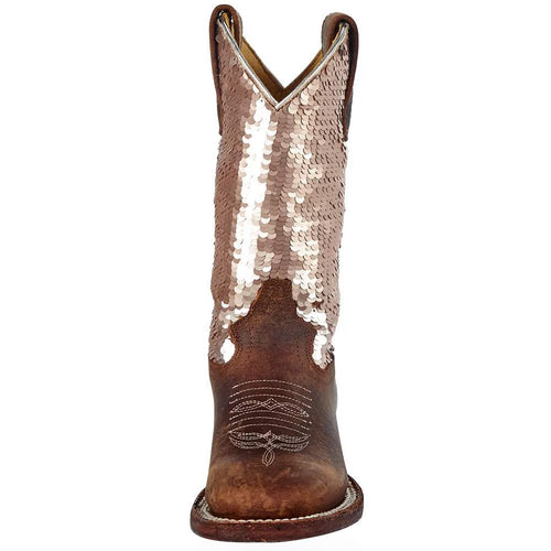 Macie Bean Kids’ Distressed Bison & Sparkle Magic Boot