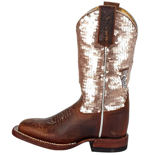 Macie Bean Kids’ Distressed Bison & Sparkle Magic Boot