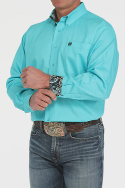 Mens Long Sleeve Shirt - Turquoise