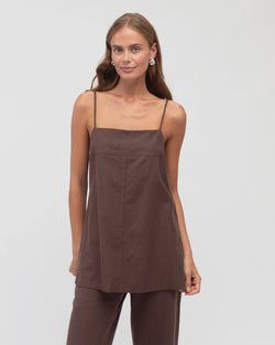 Louise Long Line Top - Chocolate