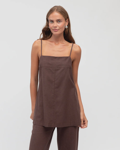 Louise Long Line Top - Chocolate
