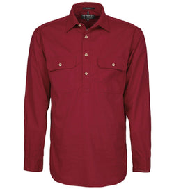 Mens Pilbara Closed Front Long Sleeve Shirt Ochre