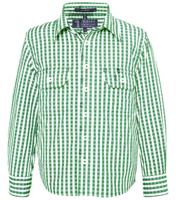 Pilbara Children's Long Sleeve Shirt Emerald-White Check