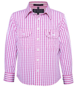 Pilbara Children's Long Sleeve Shirt Pink-White-Check