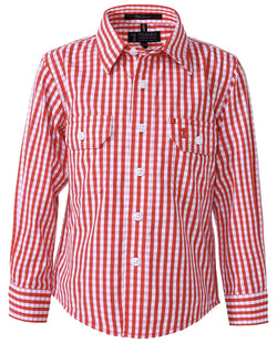 Pilbara Children's Long Sleeve Shirt Red-White Check