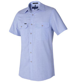 Pilbara Men's Chambray Short Sleeve Shirt Chambray Blue
