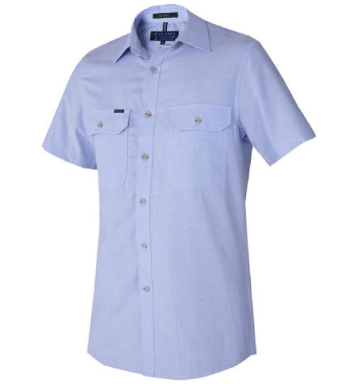 Pilbara Men's Chambray Short Sleeve Shirt Chambray Blue