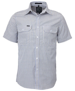 Pilbara Men's Short Sleeve shirt, Double Pockets Safari-Navy-White