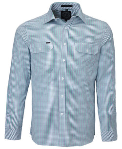 Mens Pilbara Closed Front Long Sleeve Shirt Charcoal