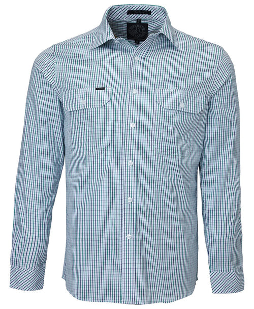 Mens Pilbara Closed Front Long Sleeve Shirt Charcoal