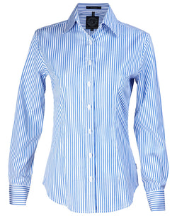 Pilbara Women's Long Sleeve Shirt Blue-White-Stripe