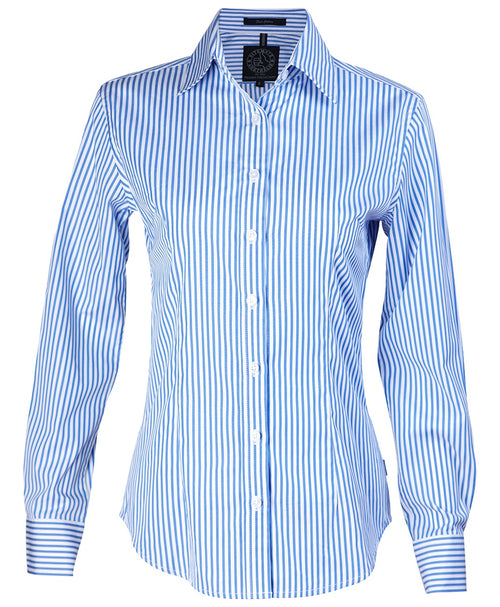 Pilbara Women's Long Sleeve Shirt Blue-White-Stripe