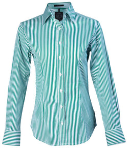 Pilbara Women's Long Sleeve Shirt Emerald-White-Stripe