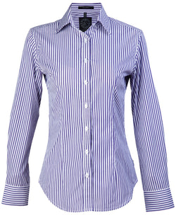 Pilbara Women's L/S Shirt Purple-White-Stripe