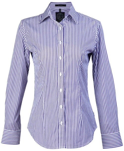 Pilbara Women's L/S Shirt Purple-White-Stripe