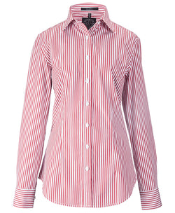 Pilbara Women's L/S Shirt Red-White-Stripe
