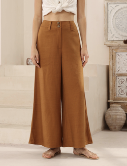 Ella - Camel Linen Pants