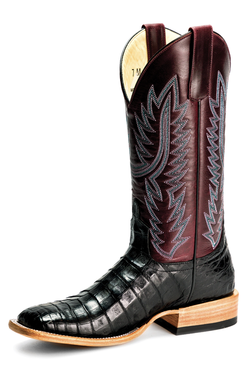 “Midnight Merlot” Macie Bean Black Caiman Belly Boot