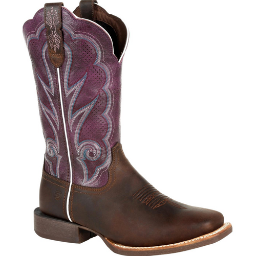 Durango Lady Rebel Pro Ventilated Oiled Brown & Plum Western Boot