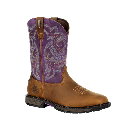 Georgia Boot Carbo-Tec LT Women’s Steel Toe Waterproof Work Boot – Brown & Purple