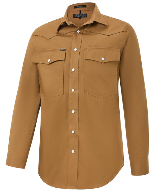 Pilbara Western Men's Snap Button L/S Shirt Terracotta