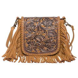 Tooling Leather Hand Carved Flap Sling Bag