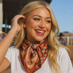 35X35" Orange Multi-Floral Wild Rag / Scarf WR913X